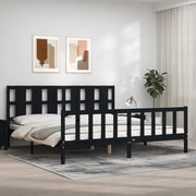 Giroletto con Testiera-Struttura Letto con testiera Nero 200x200 cm in Legno Massello 513338