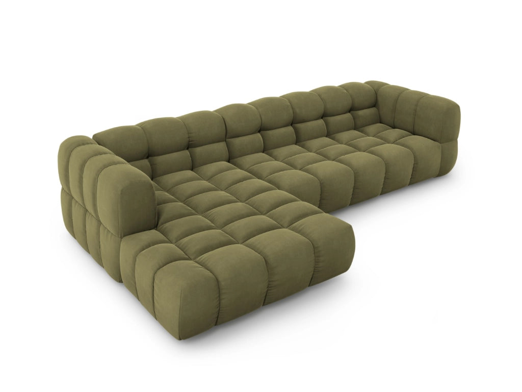 Cosmopolitan Design - Divano angolare modulare sinistro "Sky" 4 posti in velluto verde chiaro 