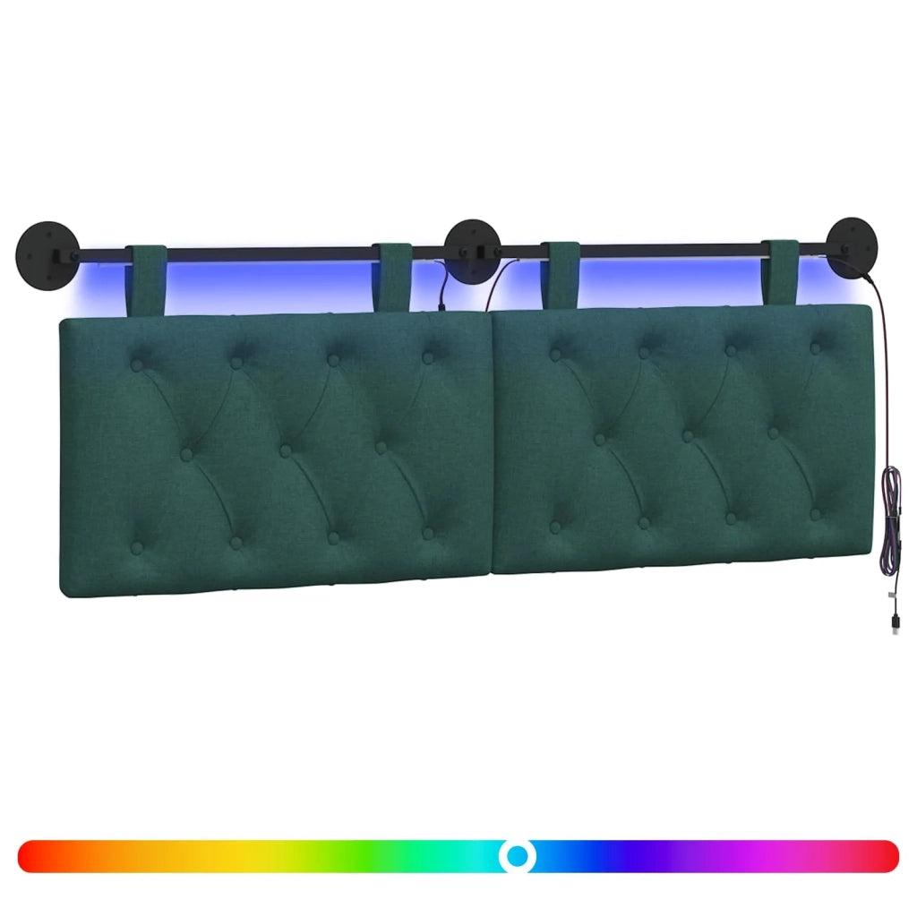 Testiera sospesa Con luce LED Verde Scuro Tessuto