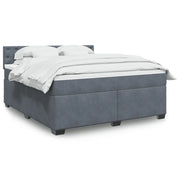 Giroletto a Molle con Materasso Grigio Scuro 180x200 cm Velluto