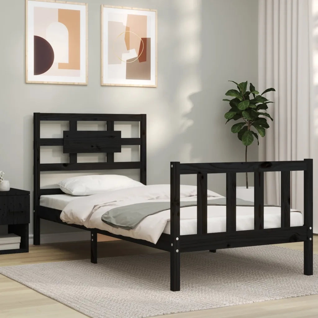 Giroletto con Testiera Nero Small Single in Legno Massellocod mxl 104988