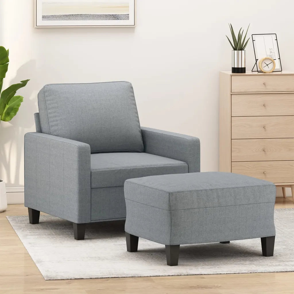 Poltrona | Sedia Relax con Poggiapiedi Grigio Chiaro 60 cm in Tessuto