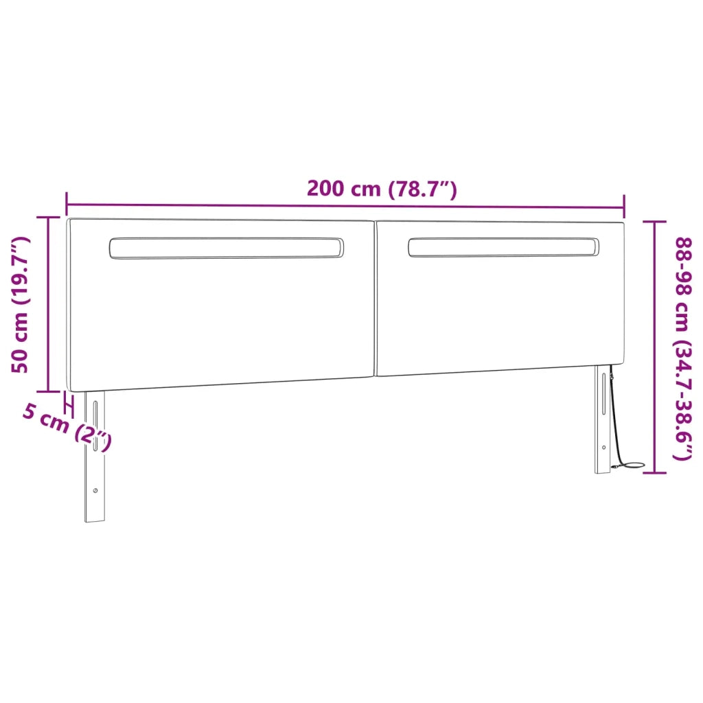 Testiera | Testata LED Cappuccino 200 cm Pelle Sintetica