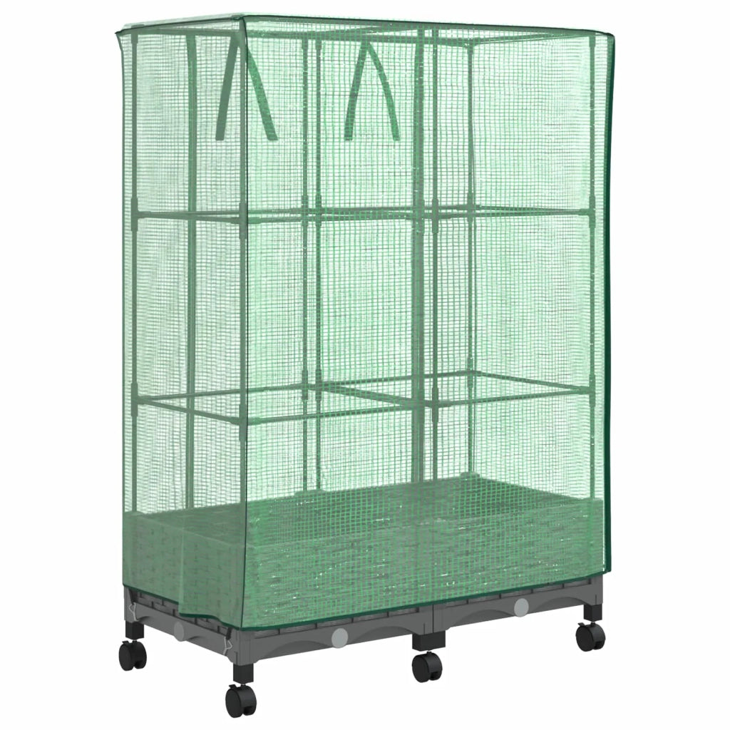 Vaso da Giardino con Copertura per Serra e Ruote 2 pz PP 3422977