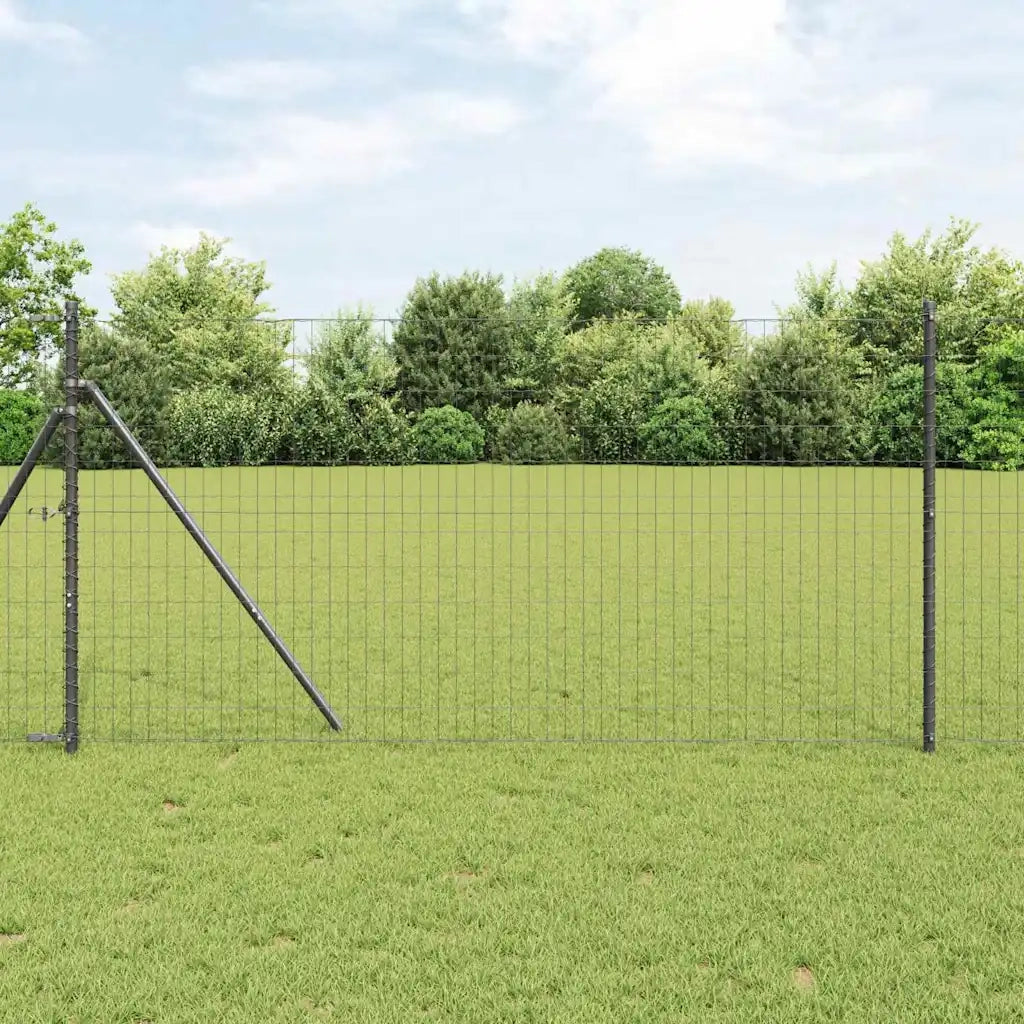 Recinzione con Posto Grigio 1,2 x 25 m Acciaio e PVC