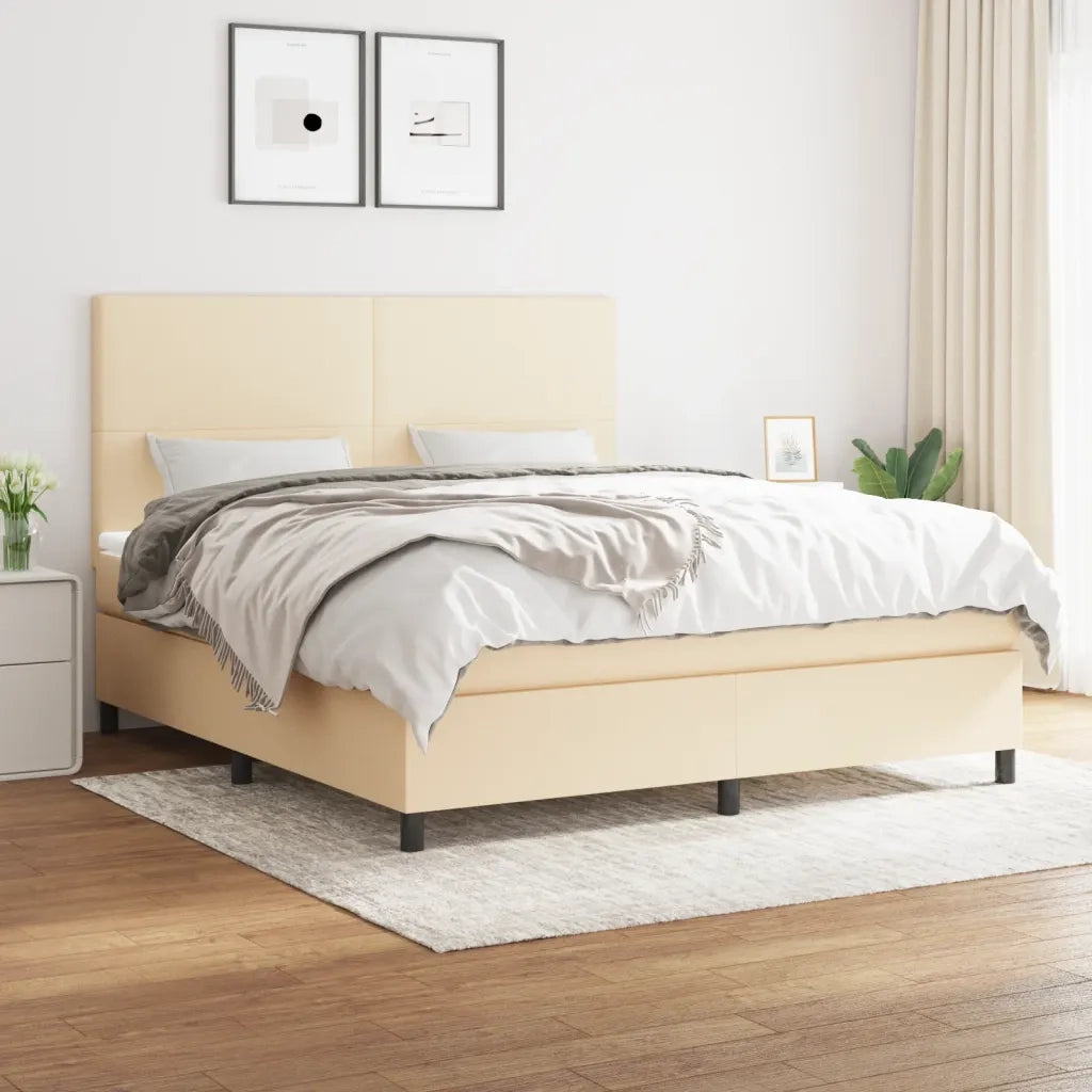 Giroletto a Molle con Materasso Crema 180x200 cm in Tessuto 3141638