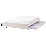 Letto matrimoniale in Tessuto beige chiaro con Cassetti 140 x 200 cm Design tradizionale