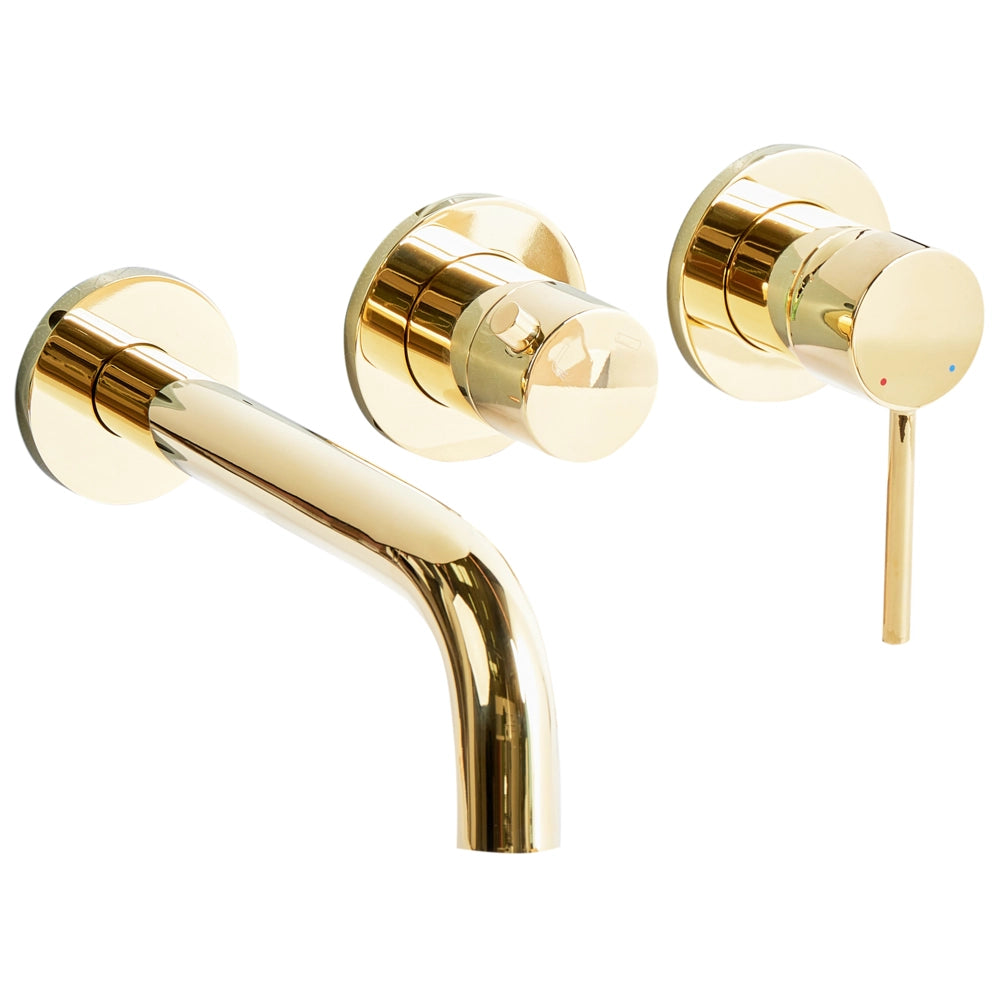 Set di miscelatori per vasca da bagno montati a muro, in ottone oro soffione doccia a bocca singola