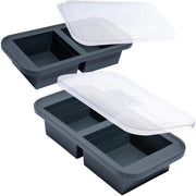 Siliconen Diepvrieslade Extra Grande da 2 Bicchieri con Coperchio, 2 Pezzi - Crea 4 Porzioni Perfette da 2 Bicchieri - Zuppa, Stufato, 2 Pezzi, con Coperchio