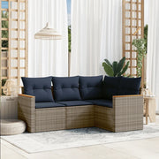 Set Divani da Giardino 4 pz con Cuscini Grigio in Polyrattan 3225935