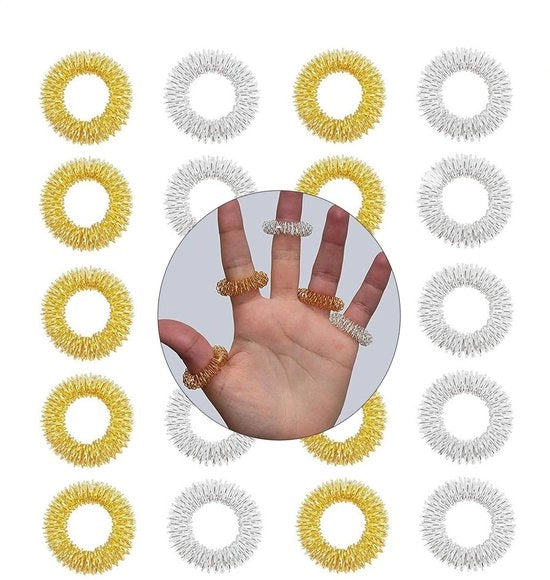 Apparecchio di massaggio per dita 20 pezzi - Apparecchio di massaggio per acupressione - Strumento per ridurre lo stress - Materiale duraturo - Rafforza il sistema immunitario - Riduce l'ansia - Anelli di acupressione