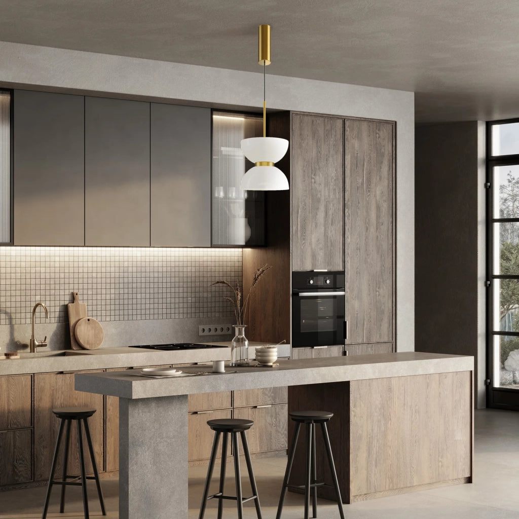 Maytoni Lampadario Moderno Kyoto 1 luce LED integrato oro metallo vetro