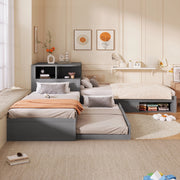 letto a piattaforma in pino grigio 90 x 200 cm