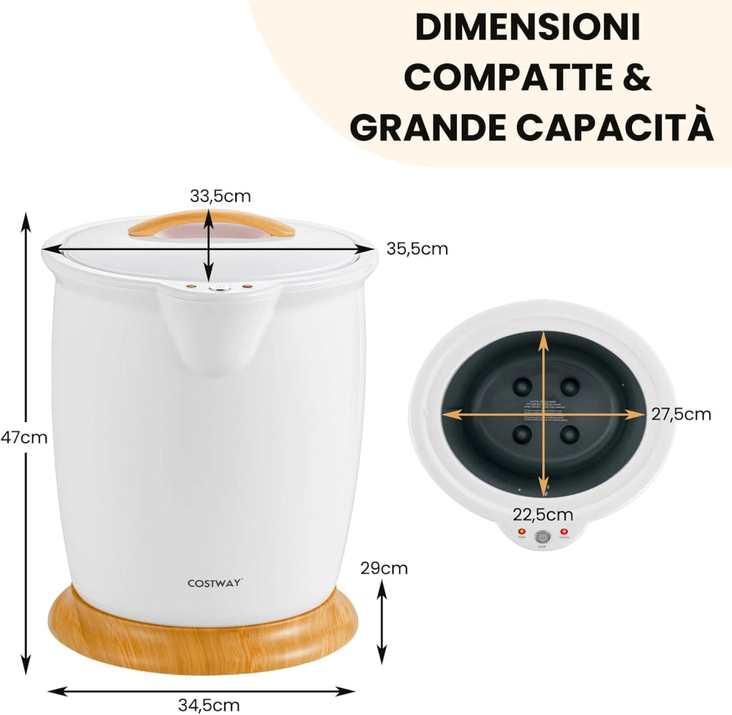 COSTWAY Scaldasalviette a Secchio, Scalda Asciugamani Grande capacità 20L con Porta Profumo, Scalda Asciugamani Portatile per Spa con Spegnimento Automatico, Adatto a 2 Asciugamani da Bagno