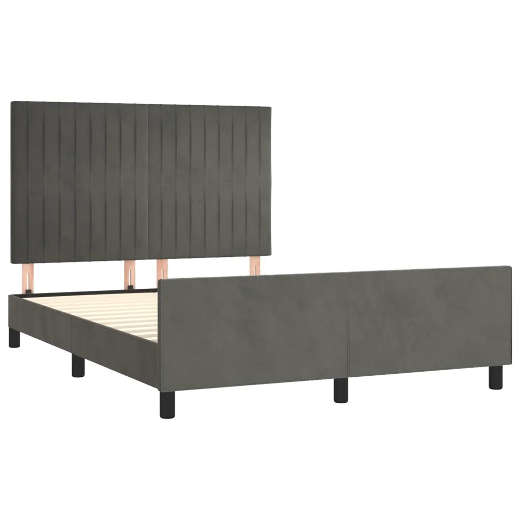 Giroletto senza Materasso Grigio Scuro 140x200 cm Velluto