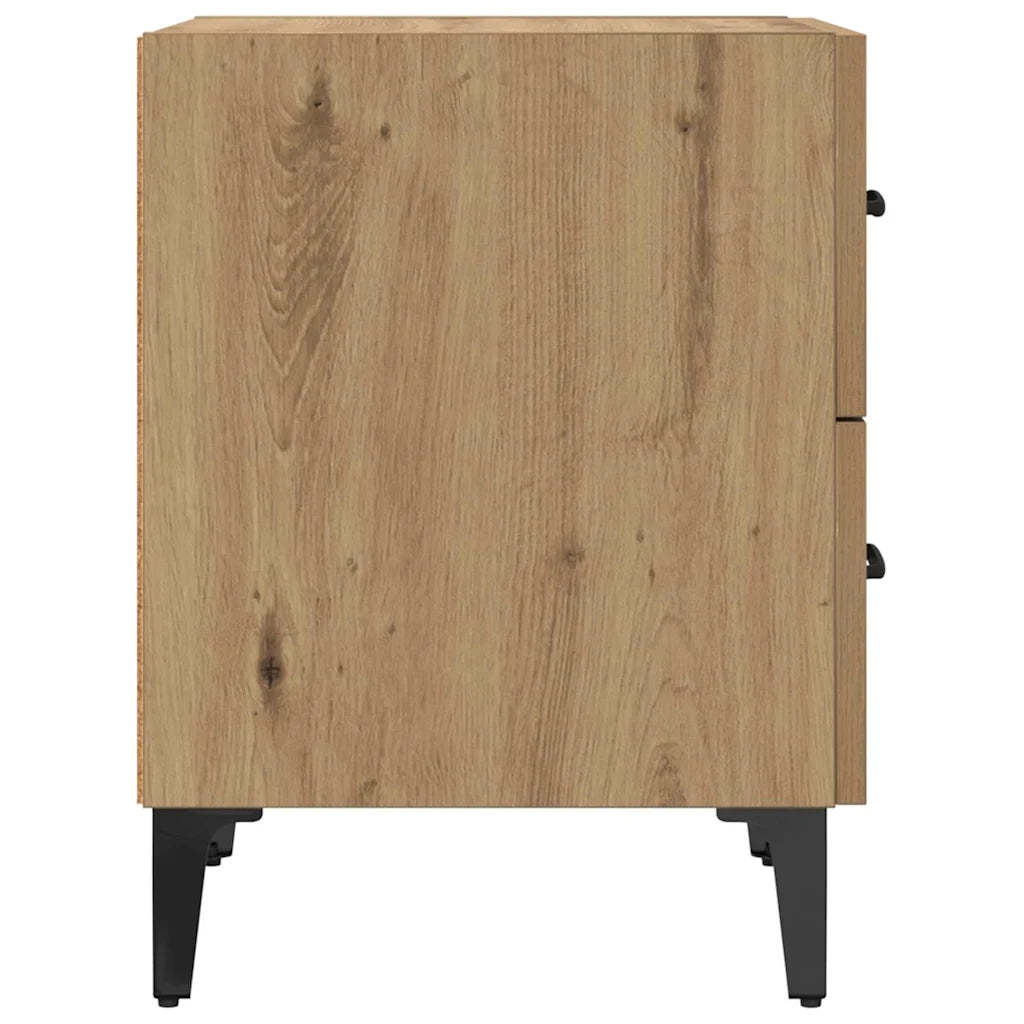 Comodino rustico con cassetto contenitore 40 x 35 x 47,5 cm finitura rovere composito realizzato artigianalmente 02_0052683