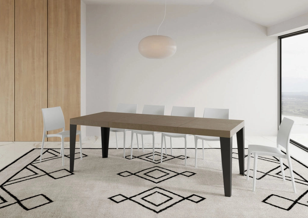 Tavolo Allungabile 120/380x90 cm Flame Premium Tortora Gambe Antracite