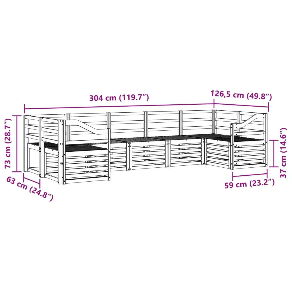Set divani 7 pcs Naturale Legno di Acacia Massello 3375424