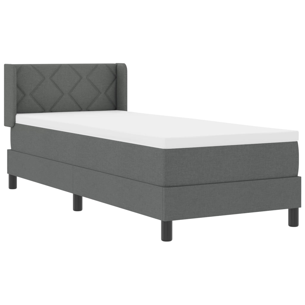 Letto con Box Spring  con Materasso Grigio Scuro 80x200 cm Tessuto