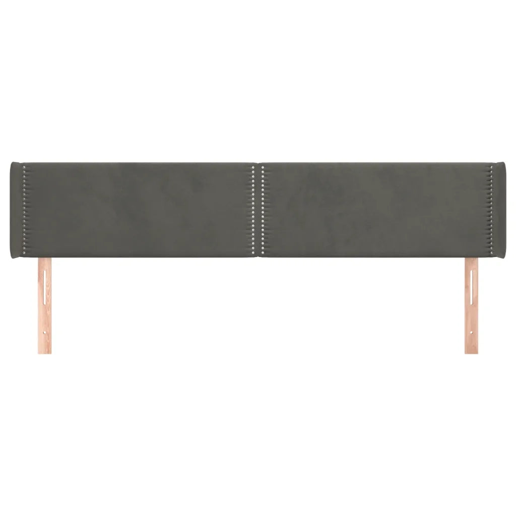 Testiera | Testata ad Orecchio Grigio Scuro 163x16x78/88 cm in Velluto
