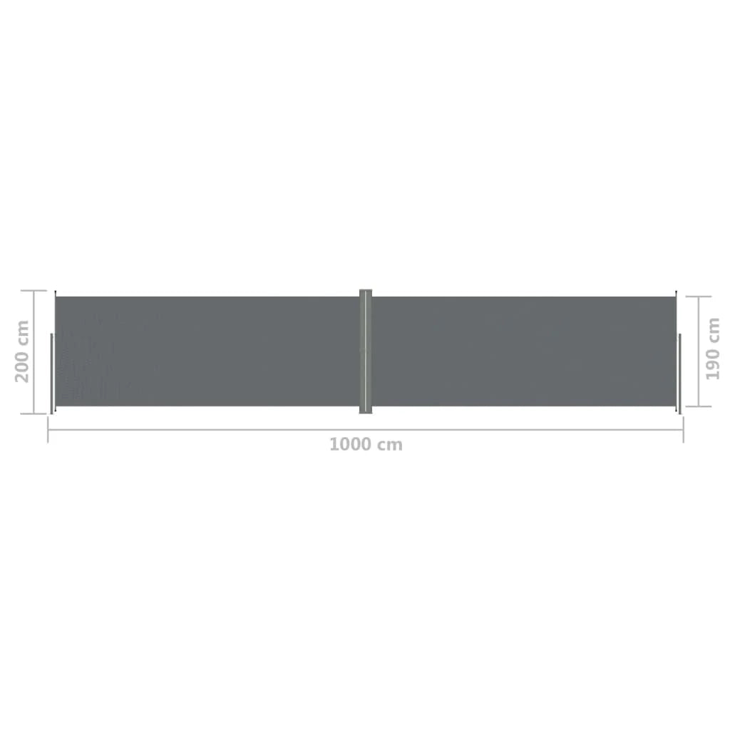 Tenda da sole laterale retrattile/schermo privacy per patio giardino terrazza balcone 200 x 1000 cm antracite 02_0007121
