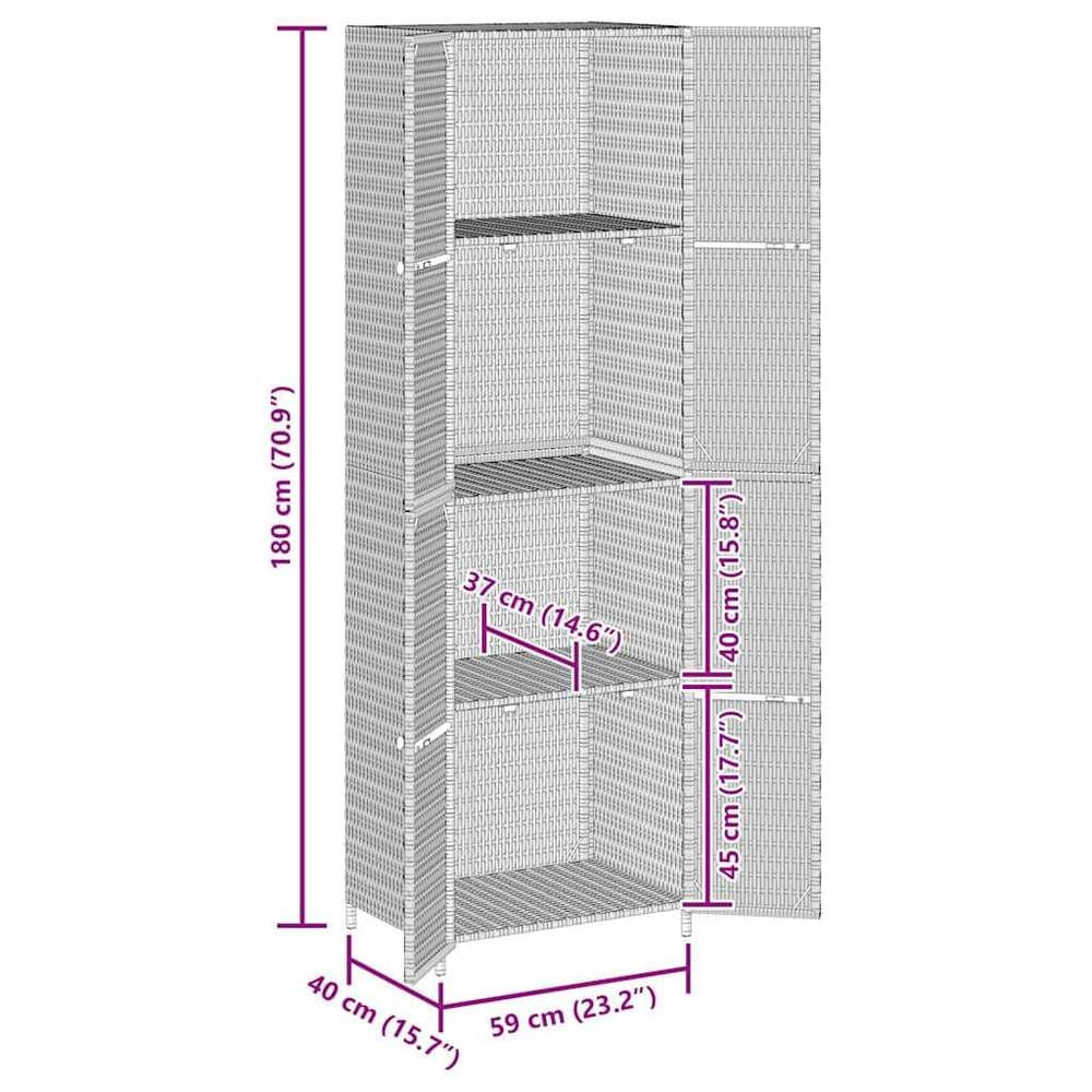 Garden Cabinet, Black, 59x40x180 Cm, Poly Rattan