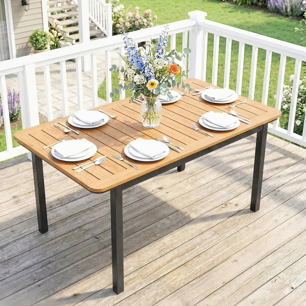 Tavolo da pranzo rettangolare da giardino 6 persone ¨C Xylo ¨C legno composito telaio metallo 127x70cm marrone