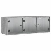 Armadietto a Muro | Mobile a Muro con Ante in Vetro Grigio Sonoma 102x37x35 cm