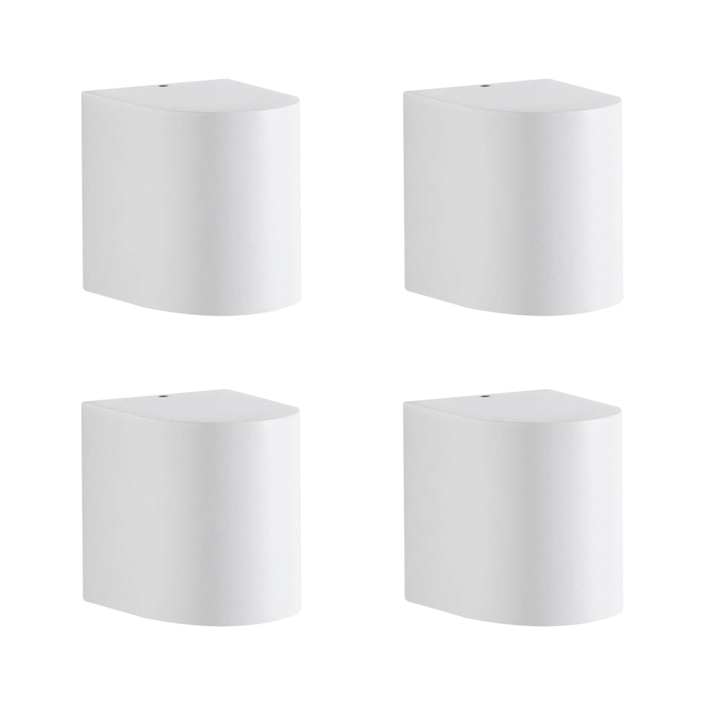 Set di 4 lampade da esterno per pareti esterne, 8 cm, in metallo e alluminio, moderne, bianco