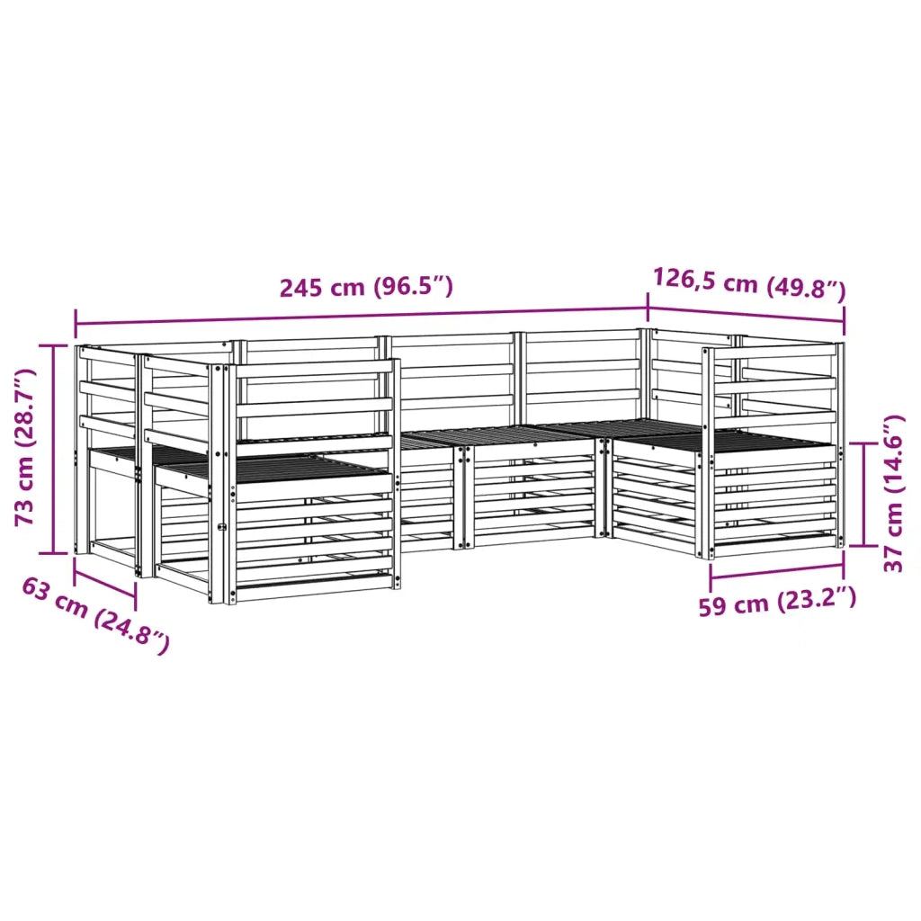 Set divani 6 pcs Naturale Legno di Acacia Massello 3375349