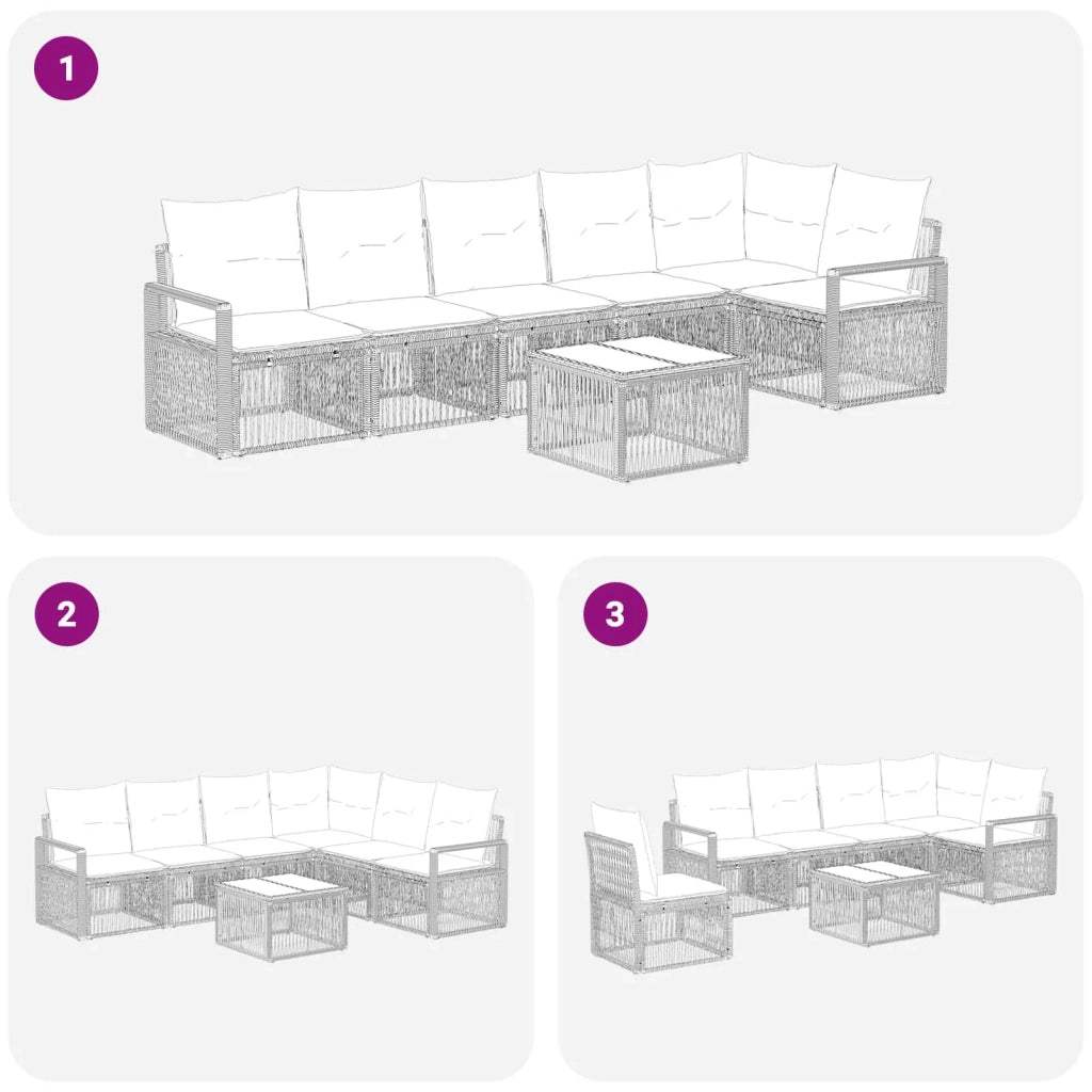 Set Divano da Giardino 7 pcs Nero polyrattan 3435718