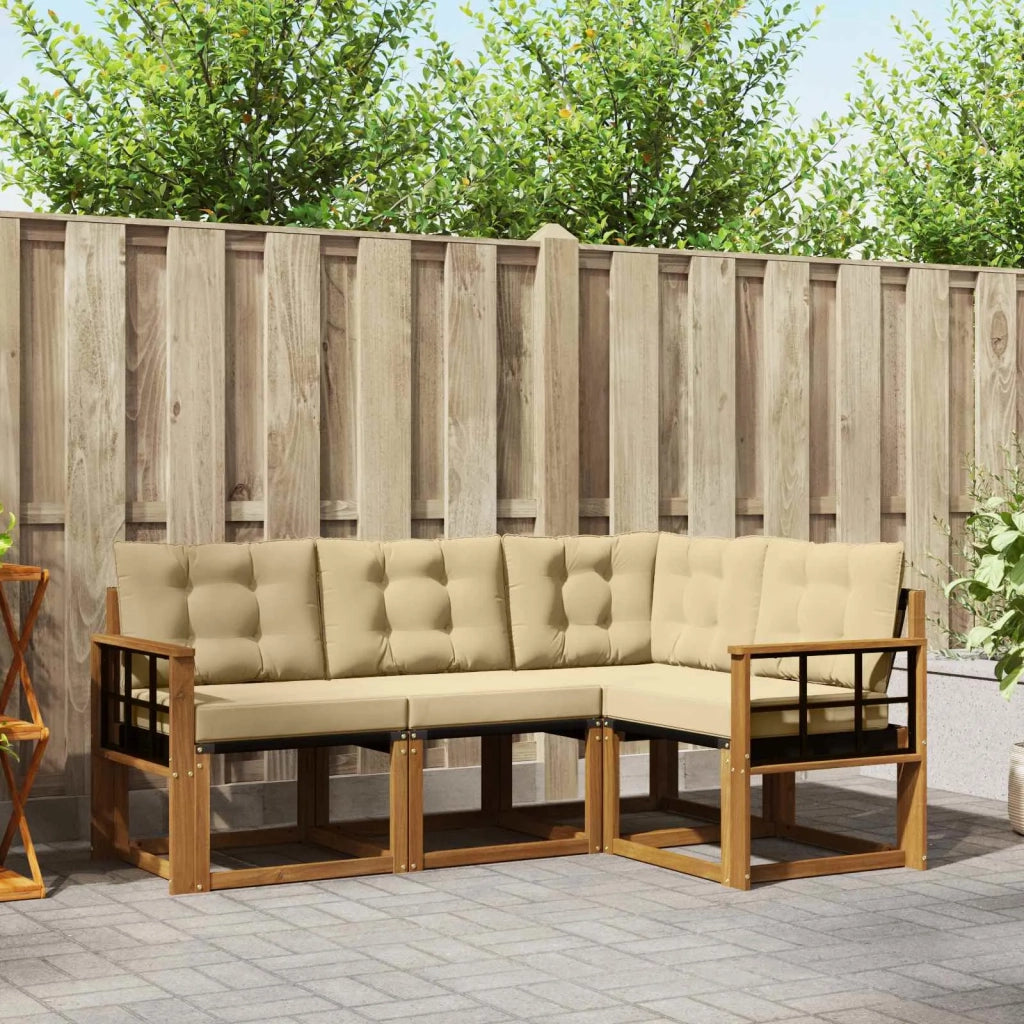 Set di divani da esterno con cuscino 4 pcs Naturale e Beige 3368624