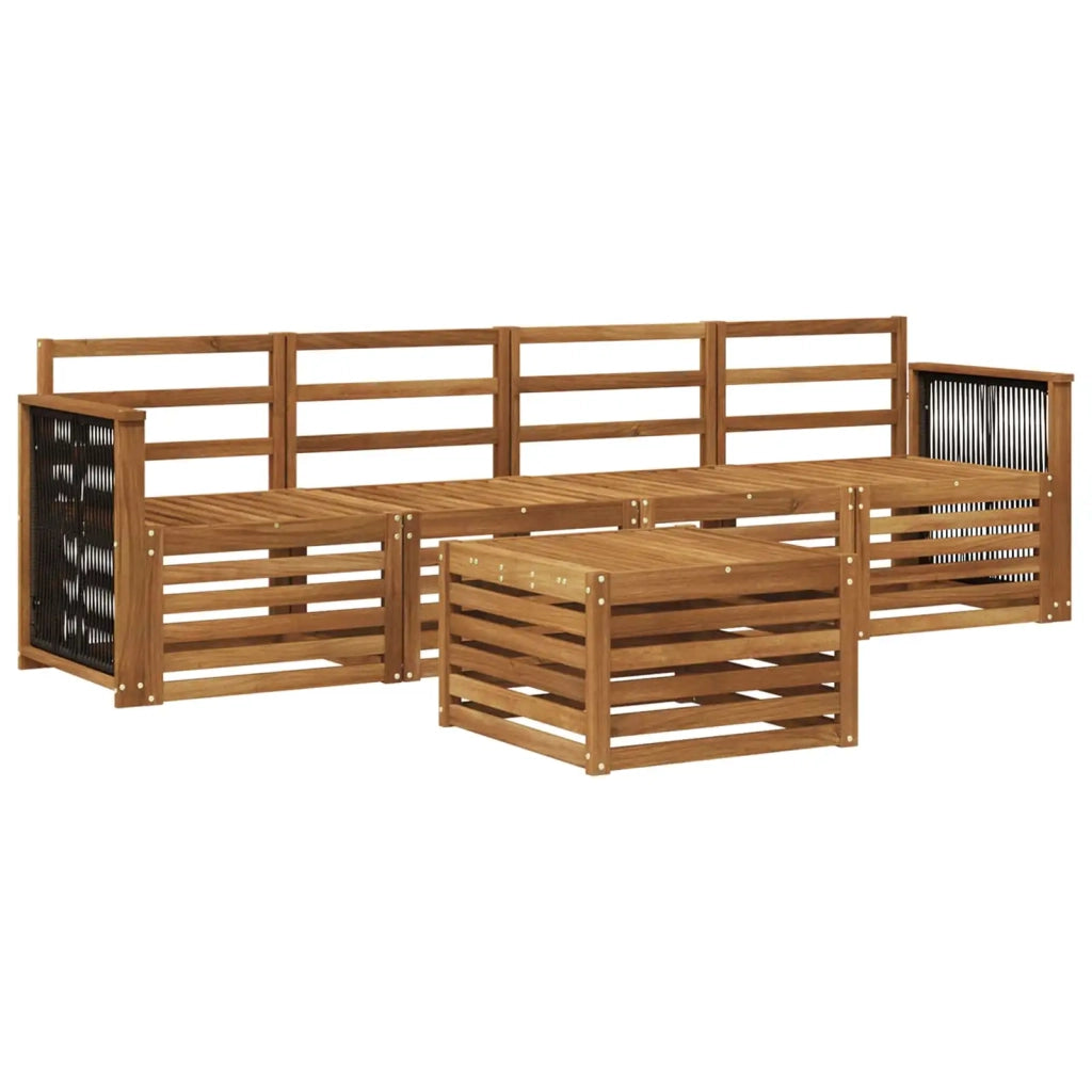 Set di divani da esterno 5 pz Naturale Legno di Acacia Massello 3383990