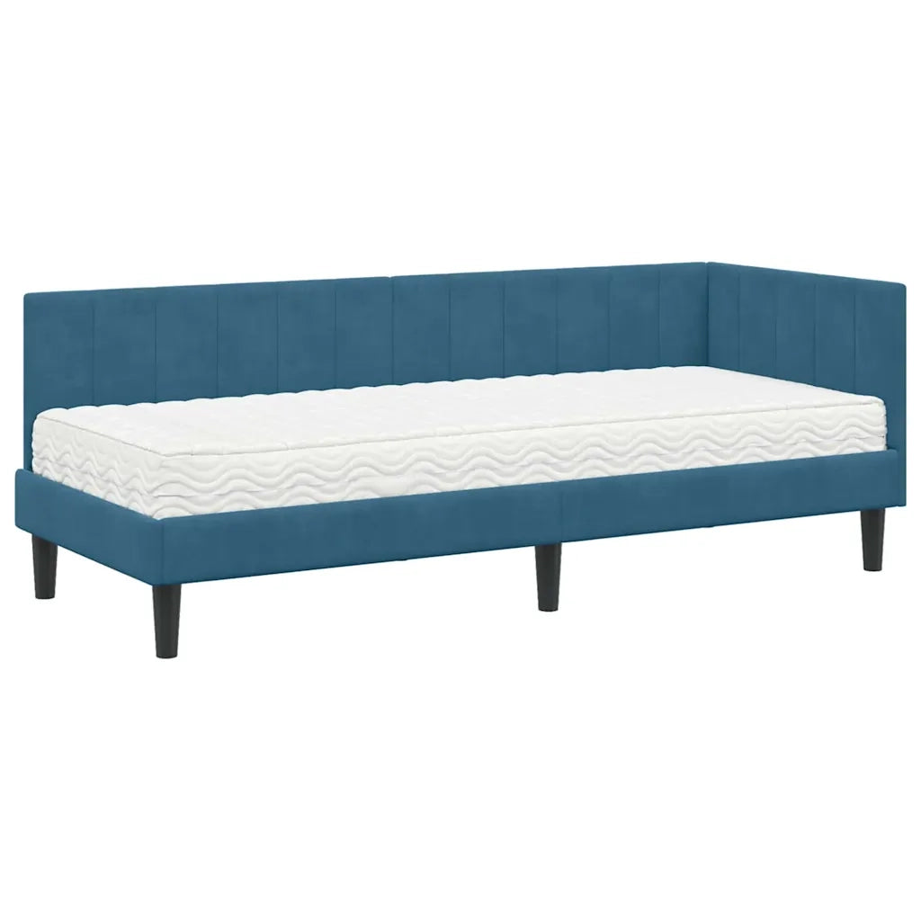 Struttura Letto Angolare con Materasso 2 pcs Blu Velluto