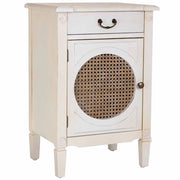 Tavolino in legno laccato bianco con griglia  46x36x68h cm