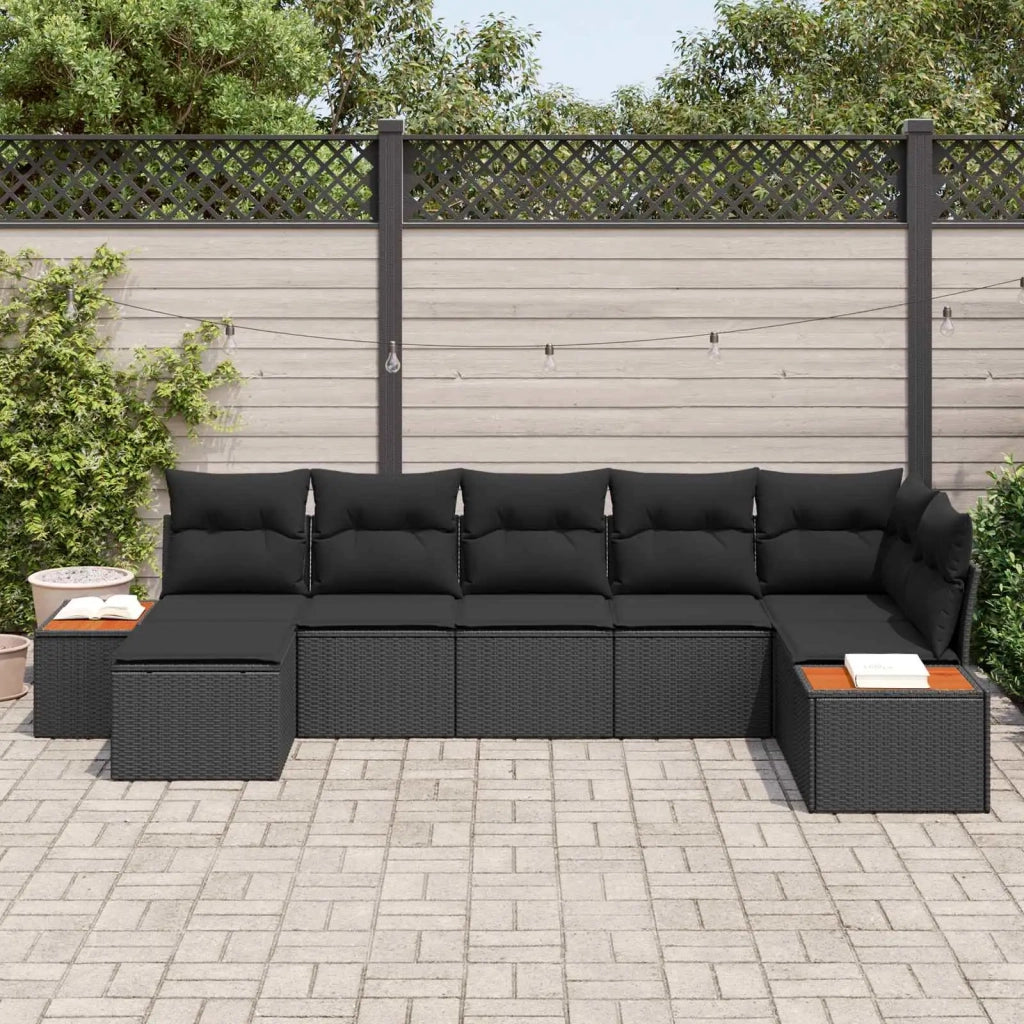 Set Divano da Giardino con cuscino 8 pcs Nero Polyrattan 3356798