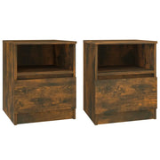 Set di 2 Comodini | Armadio da Notte | Mobiletto da notte Rovere Fumo 40x40x50 cm in Legno Multistrato