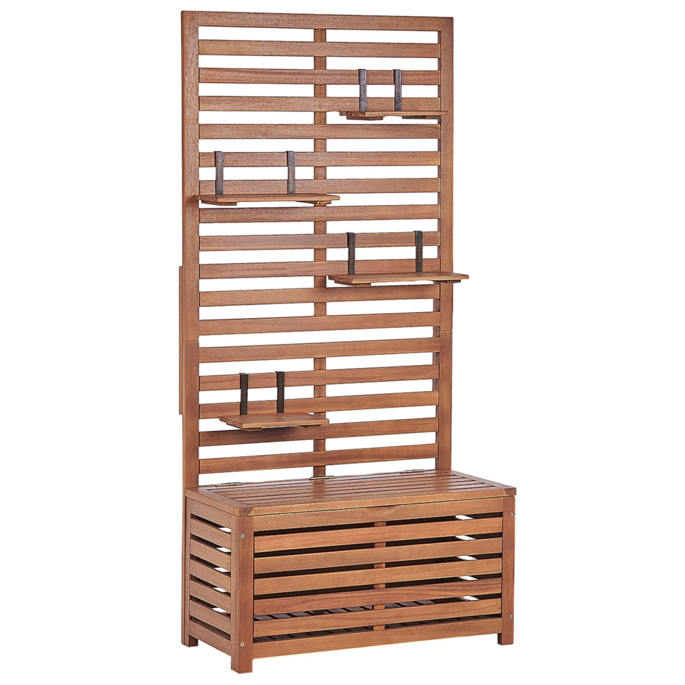 Panca da giardino con mensole e pannello in legno di acacia 80 cm
