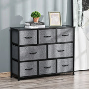 Cassettiera 100x30x78.5 cm con 8 cassetti pieghevoli in poliestere grigio scuro