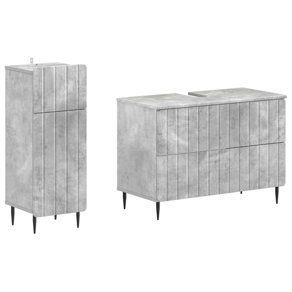 Set di Armadi da Bagno da 2 Pezzi ZWOLLE Grigio Cemento 3417678