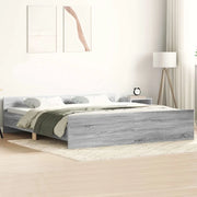 Giroletto con Testiera e Pediera-Struttura Letto Grigio Sonoma 200x200 cm