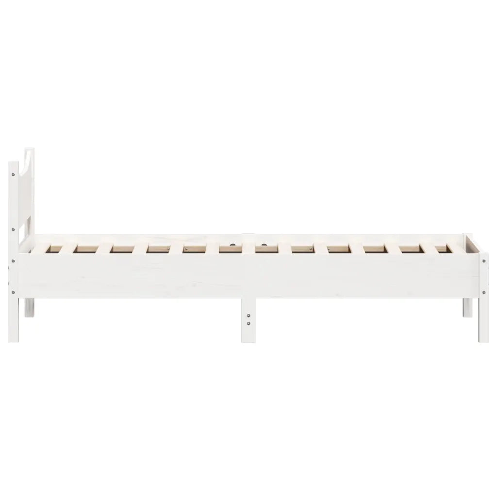 Letto senza Materasso Bianco 75x190 in Legno Massello di Pino 844758