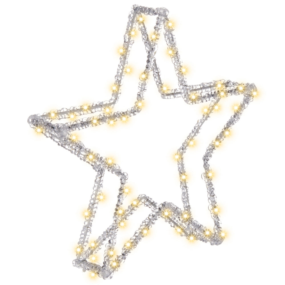Decorazione natalizia a LED stella per interni ed esterni luci LED illuminazione in metallo bianco Simo accessorio di Natale