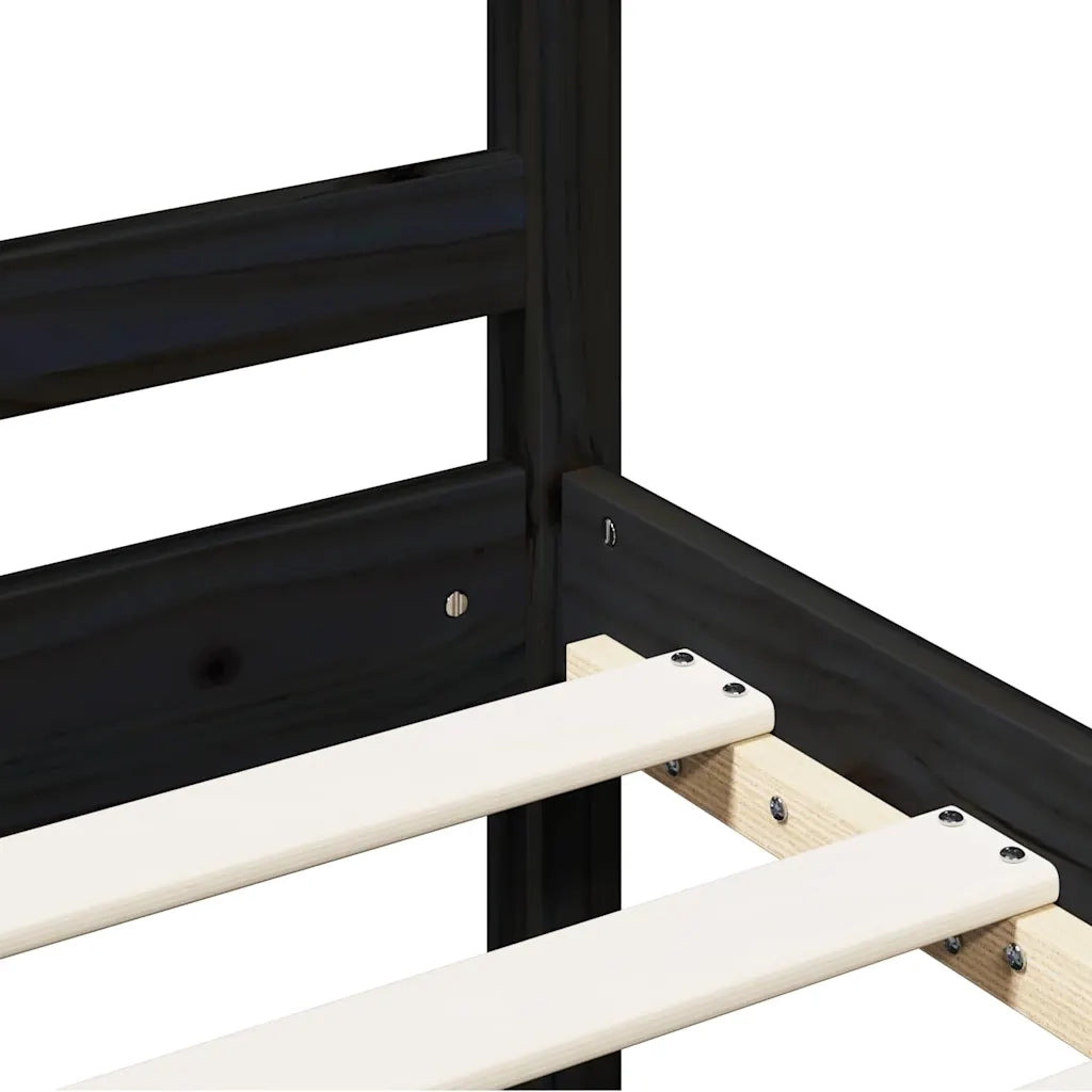 Giroletto-Struttura Letto Nero in Legno Massello 200x200 cm 125814
