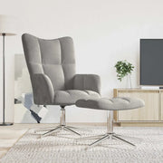 Divano Sedia-Poltrona Relax con Poggiapiedi Grigio Chiaro in Velluto 106126