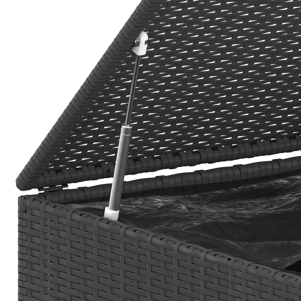 Contenitore da giardino in resina di vimini/cuscino 145 x 100 x 103 cm nero 02_0013163