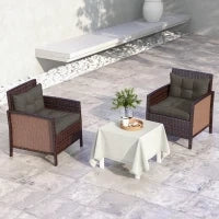 Set di 4 Cuscini per il Giardino con 2 Cuscini per la Seduta e 2 Cuscini per lo Schienale, Poliestere, Grigio Antracite