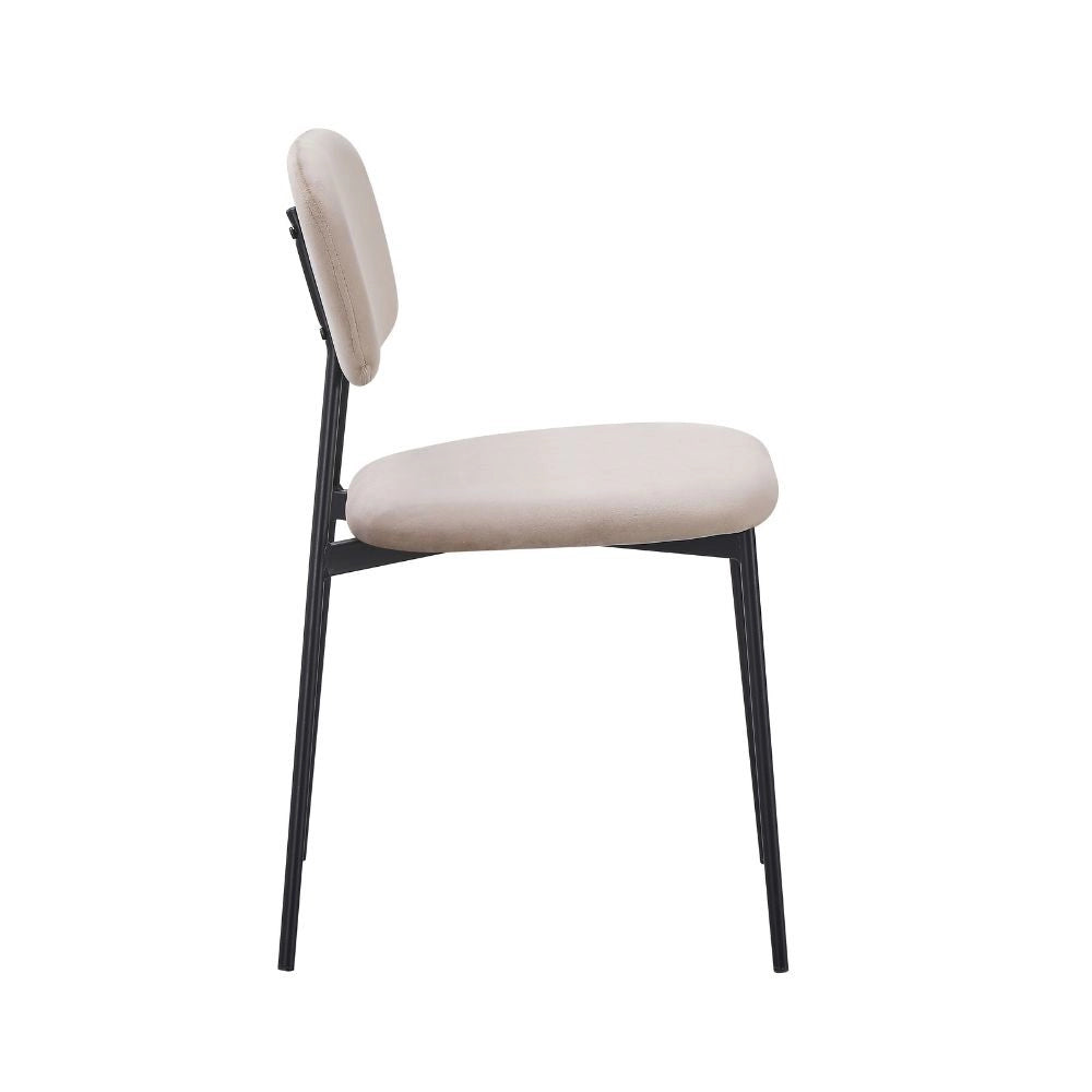 Set 4 Sedie Shen in vellutino taupè e gambe in metallo nero 44x49x78H