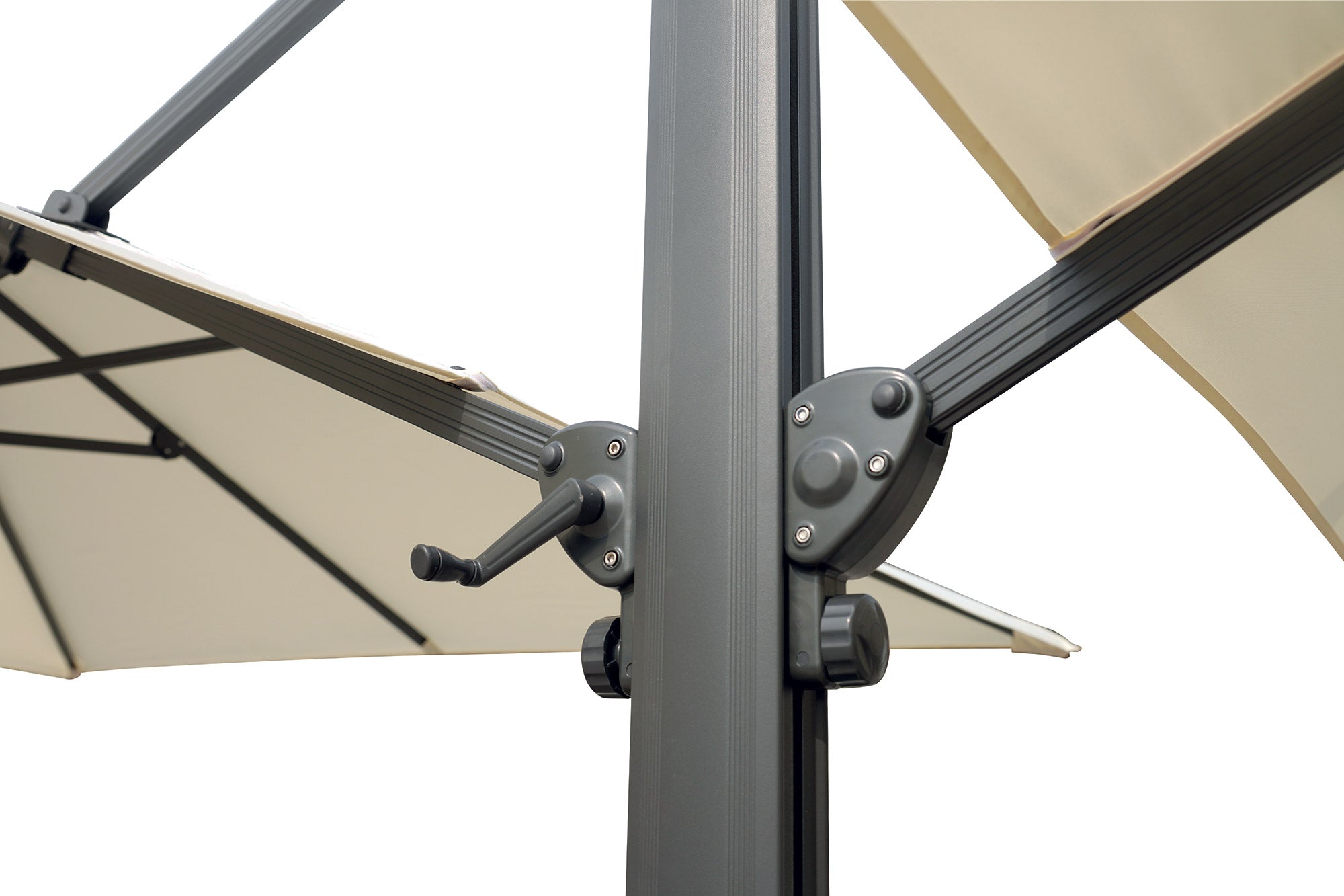 Ombrellone da Giardino Doppio 3x3m + 3x3m Telo in Polietilene Ecrù