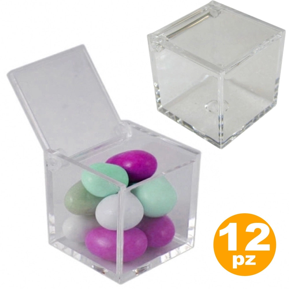 Trade Shop - Set 12 Bomboniera Scatola 5x5x5cm Porta Confetti Comunione Matrimonio Battesimo -